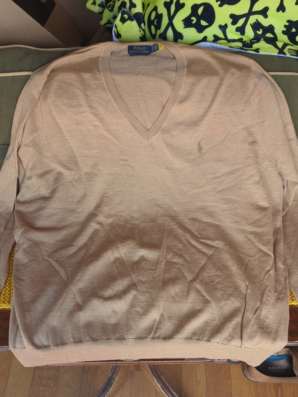 Polo by Ralph Lauren Men’s V-Neck Sweater in Tan